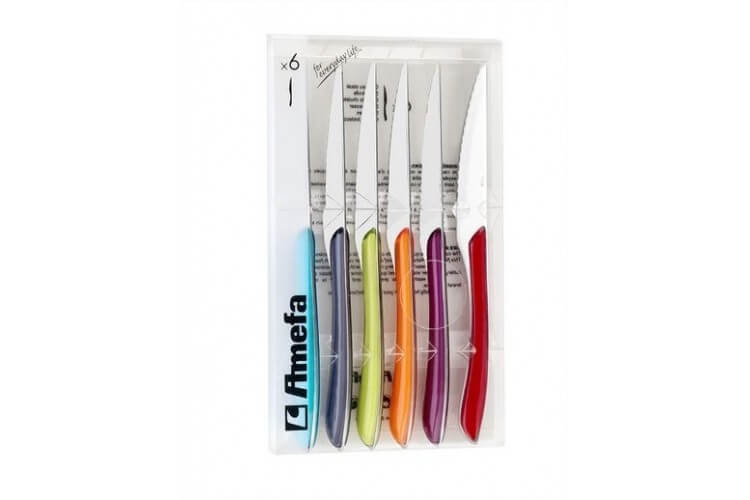 Coffret 6 couteaux à steak multicolores Eclat Amefa