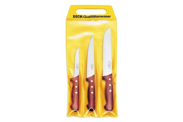 Pochette de 3 couteaux de boucher DICK Bois désosseur+saigner+boucher