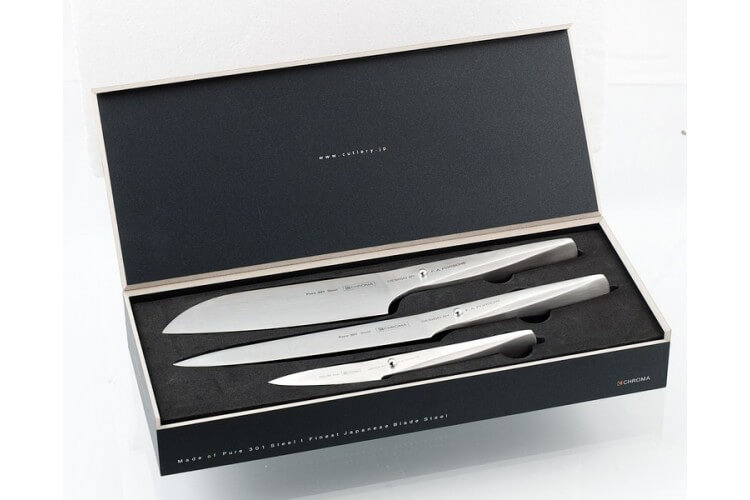 Coffret 3 couteaux : Office, à trancher, Santoku - Type 301 Design by F.A. Porsche (P529)- Chroma