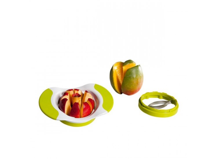Coupe-pommes et mangues KITCHEN ARTIST 2 lames interchangeables + poign&eacute;es