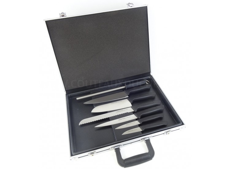 Valise du chef 6 couteaux + 1 fusil Diamant Bargoin Creative Chef