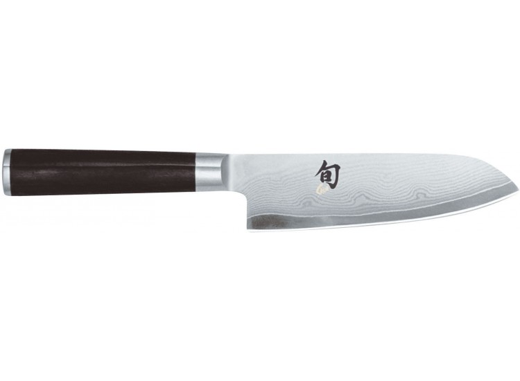 Couteau Santoku damas Shun lame alv&eacute;ol&eacute;e 18cm