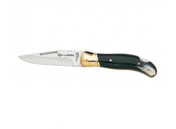Couteau pliant de chasse Laguiole G.DAVID 602 manche en corne 12cm avec mitre en laiton