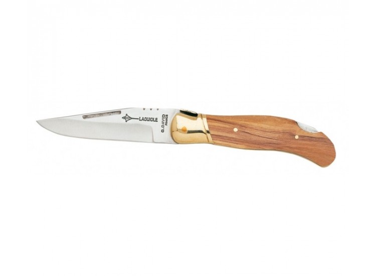 Couteau pliant Laguiole G.DAVID 502 manche 12cm olivier avec mitre en laiton