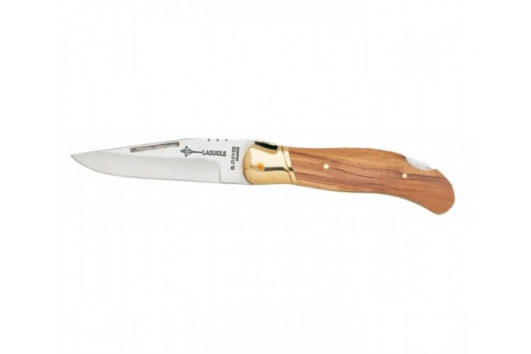 Couteau pliant Laguiole G.DAVID 502 manche 12cm olivier avec mitre en laiton