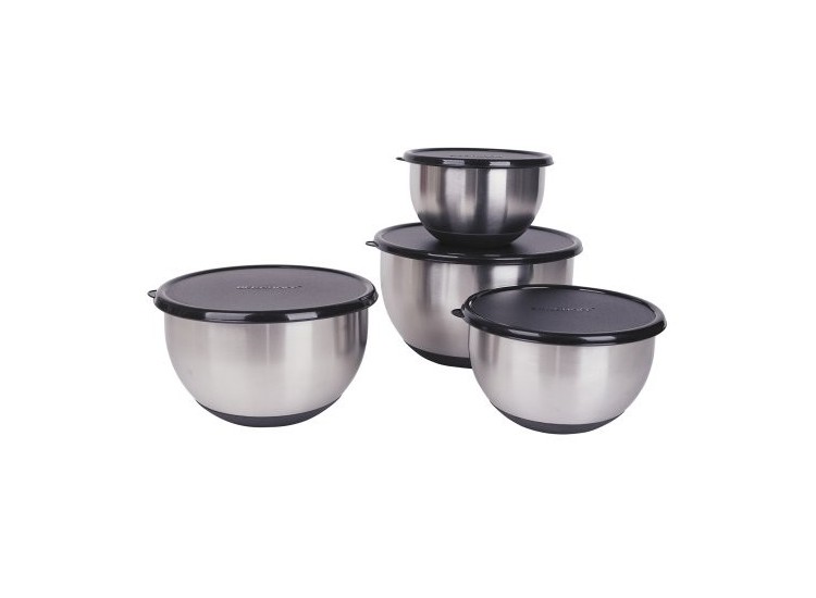 Set de 4 raviers avec couvercle BergHOFF Geminis acier inox + base antiglisse