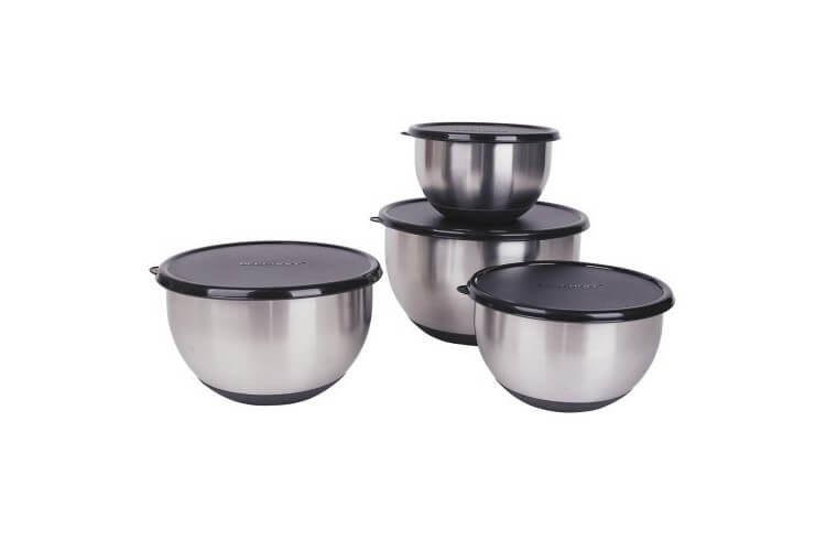Set de 4 raviers avec couvercle BergHOFF Geminis acier inox + base antiglisse