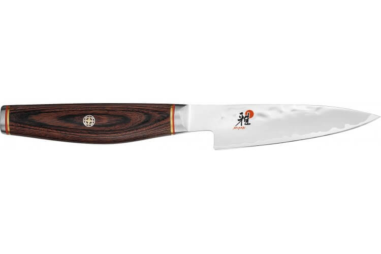 Couteau à légumes japonais Miyabi 6000MCT lame martelée 9cm + manche en Pakka