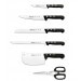 Bloc en pin 5 couteaux + ciseaux Arcos UNIVERSAL lames acier inox NITRUM