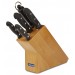 Bloc en pin 4 couteaux + 1 fusil Arcos MAITRE lames acier inox NITRUM