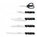 Bloc en pin 4 couteaux + 1 ciseaux Arcos MAITRE lames acier inox NITRUM