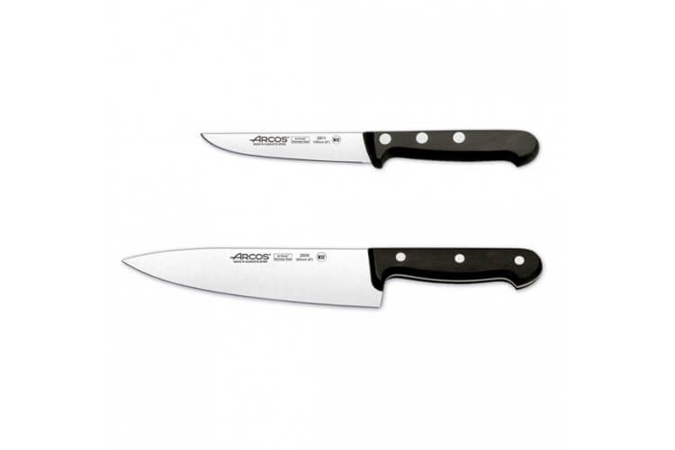 Coffret 2 couteaux Arcos UNIVERSAL office + chef lames acier inox NITRUM