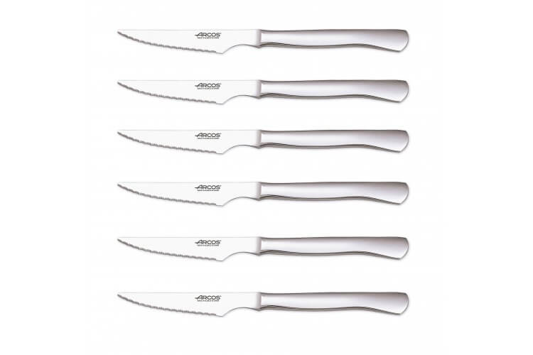 Coffret de 6 couteaux à steak monobloc Arcos lames acier inox microdentées