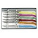 Coffret Laguiole G.DAVID, 6 couteaux table, 23 cm inox plein manche plexi fluo (coloris assortis), guilloché