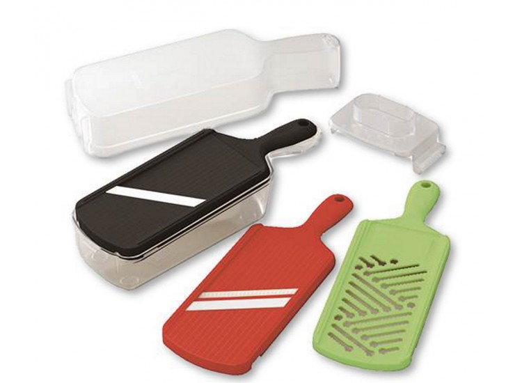 Coffret 3 mandolines KYOCERA + r&eacute;ceptable et prot&egrave;ge doigt