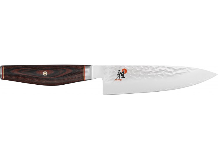 Couteau de chef japonais Miyabi 6000MCT lame martel&eacute;e 16cm + manche en Pakka