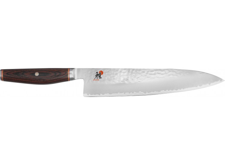 Couteau de chef japonais Miyabi 6000MCT lame martel&eacute;e 24cm + manche en Pakka