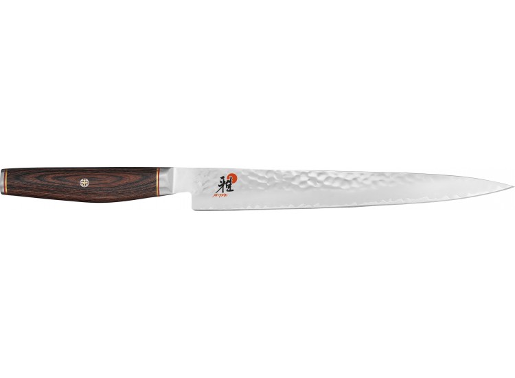 Couteau &agrave; trancher japonais Miyabi 6000MCT lame martel&eacute;e 24cm + manche en Pakka