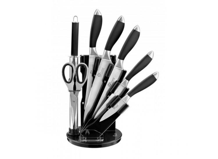 Bloc de 5 couteaux + 1 fusil + 1 ciseaux Pradel Excellence noir acier inox