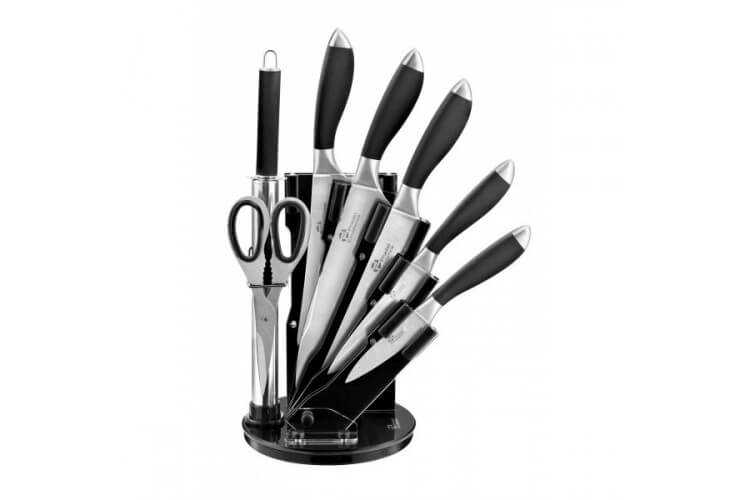 Bloc de 5 couteaux + 1 fusil + 1 ciseaux Pradel Excellence noir acier inox