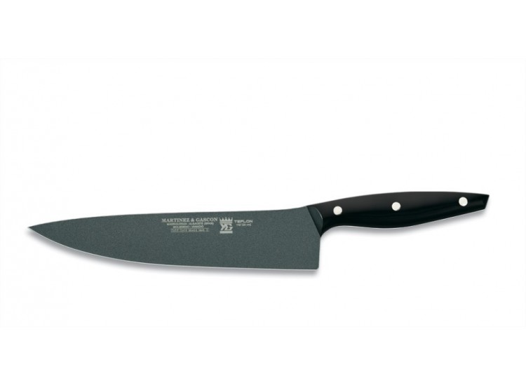 Couteau de chef lame teflon 25cm manche noir M&G