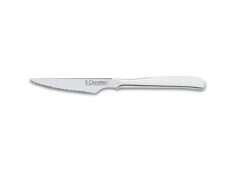 Couteau de table 3 Claveles tout acier lame dentel&eacute;e 11cm