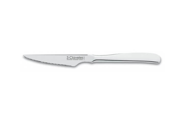 Couteau de table 3 Claveles tout acier lame dentelée 11cm
