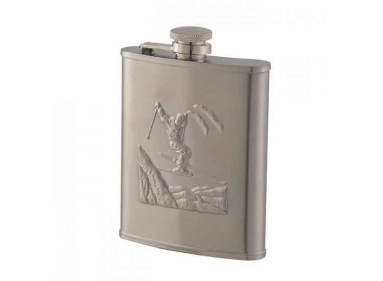 Flasque inox Keen Sport 180ml bouchon baionnette + d&eacute;cor skieur