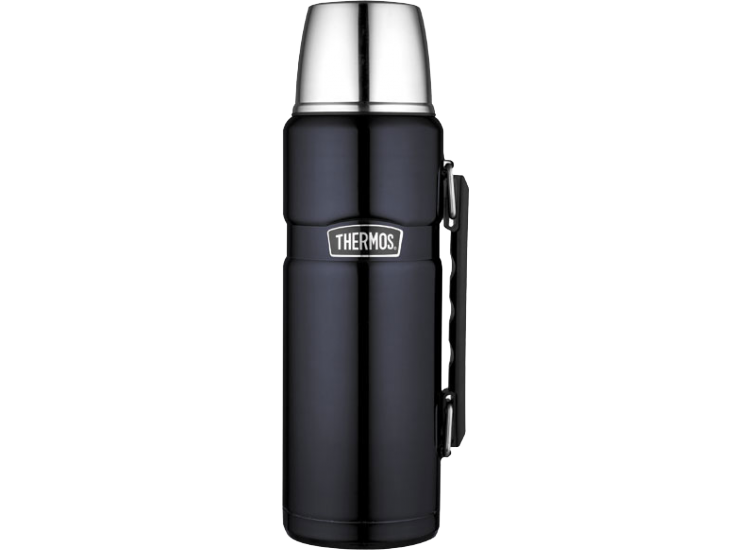Bouteille Thermos&reg; King inox double paroi + tasse et poign&eacute;e- 1.20L