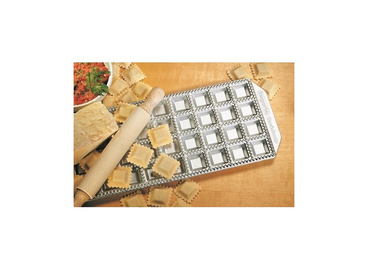 Moule Imperia 36 raviolis carr&eacute; 35x35mm aluminium + rouleau
