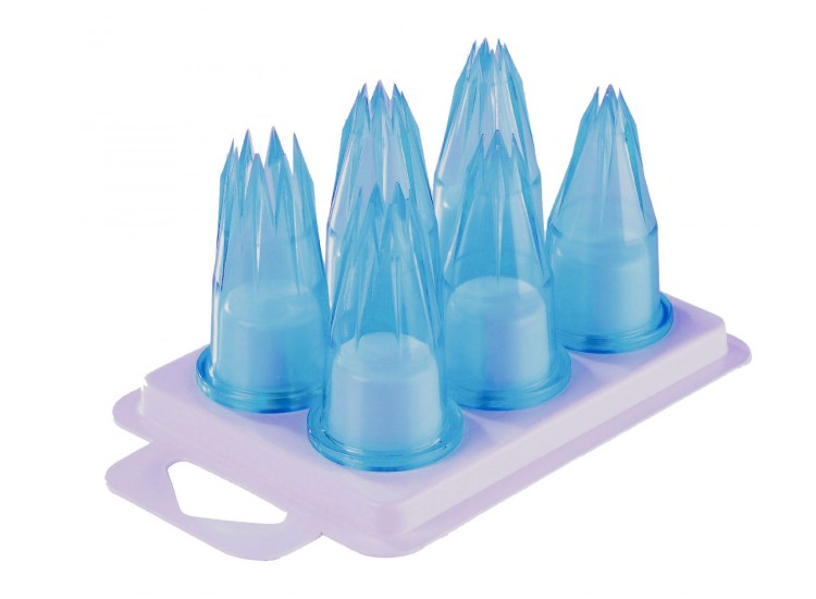 Assortiment de 6 douilles cannel&eacute;es polycarbonate bleu