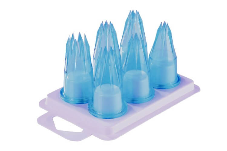 Assortiment de 6 douilles cannelées polycarbonate bleu
