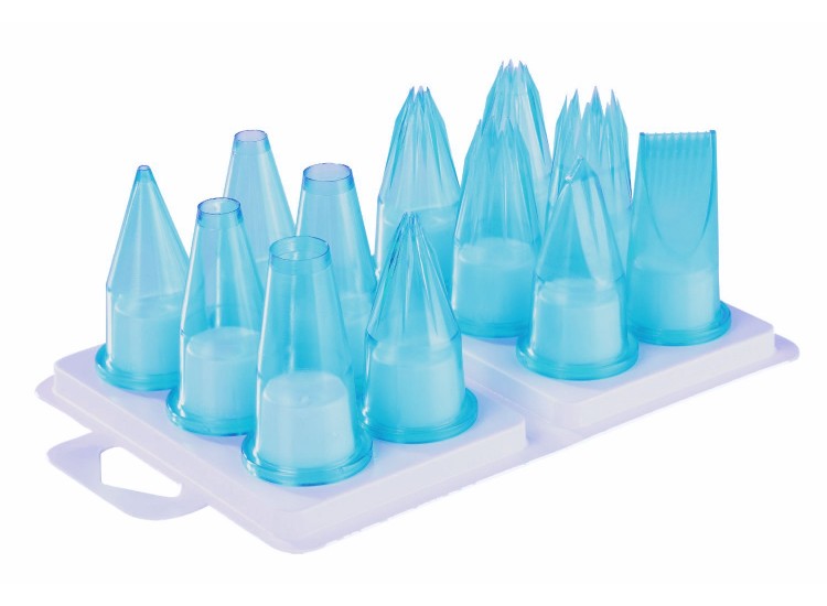 Assortiment de 12 douilles pour p&acirc;tisserie/cuisine polycarbonate bleu