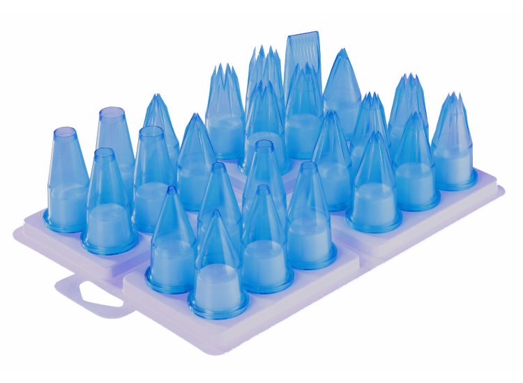 Assortiment de 24 douilles pour p&acirc;tisserie/cuisine polycarbonate bleu