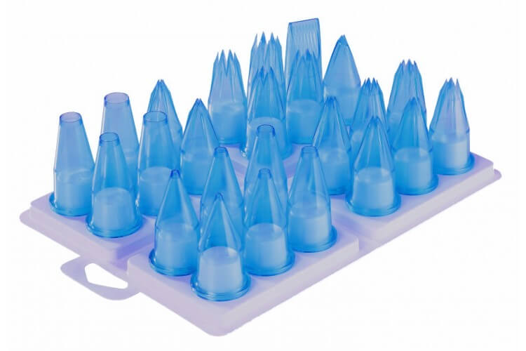 Assortiment de 24 douilles pour pâtisserie/cuisine polycarbonate bleu