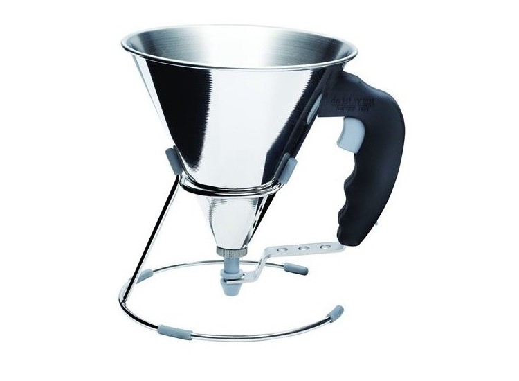 Mini entonnoir &agrave; piston De Buyer en inox 0.8L + support