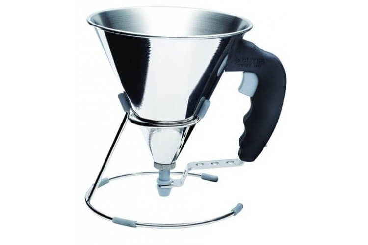 Mini entonnoir à piston De Buyer en inox 0.8L + support