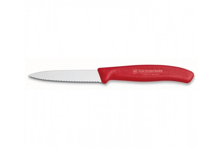 Couteau d'office Victorinox SwissClassic lame dentée 8 cm - manche rouge