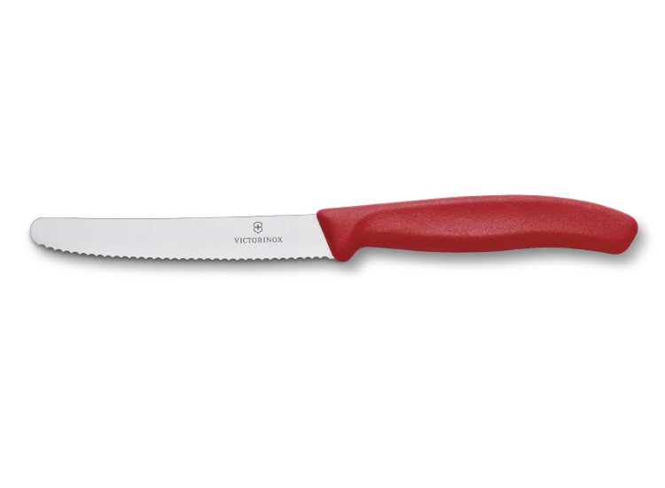 Couteau de table Victorinox SwissClassic rouge lame &agrave; dents 11cm