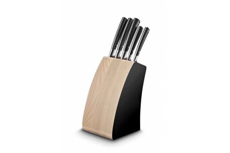 Bloc Lion Sabatier Edonist en hêtre 5 couteaux forgés acier inox