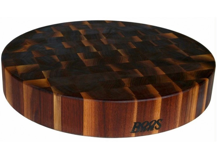 Planche &agrave; d&eacute;couper ronde Boos Blocks Gourmet en noyer noir &Oslash;46x7.5cm
