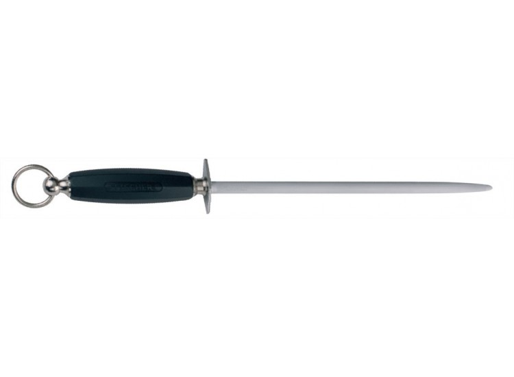 Fusil &agrave; aiguiser taillage fin FISCHER m&egrave;che ronde 30cm manche noir