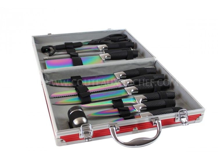Valise 12 pi&egrave;ces Pradel Excellence lames rev&ecirc;tement titane