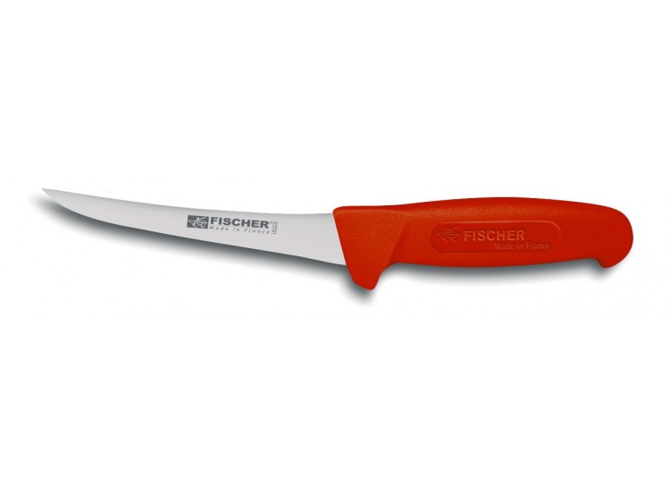 Couteau &agrave; d&eacute;sosser Bargoin lame courb&eacute;e 15cm manche rouge