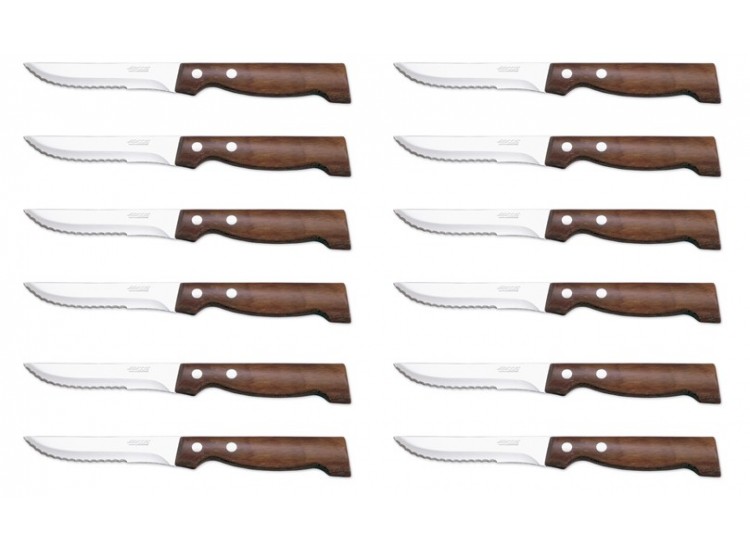 Coffret de 12 Couteaux &agrave; steak Arcos lame 11cm acier NITRUM&reg; manche en bois