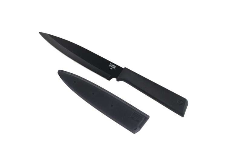 Couteau universel Kuhn Rikon Colori lame 12.5cm anti-adh&eacute;sive noire + &eacute;tui