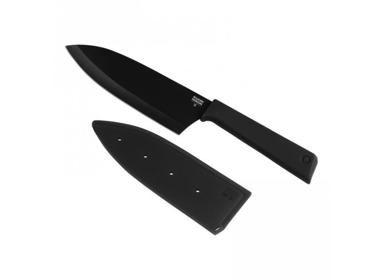 Couteau Santoku Kuhn Rikon Colori lame 15cm anti-adh&eacute;sive noire + &eacute;tui