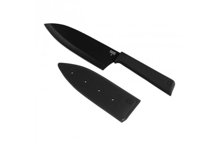 Couteau Santoku Kuhn Rikon Colori lame 15cm anti-adhésive noire + étui