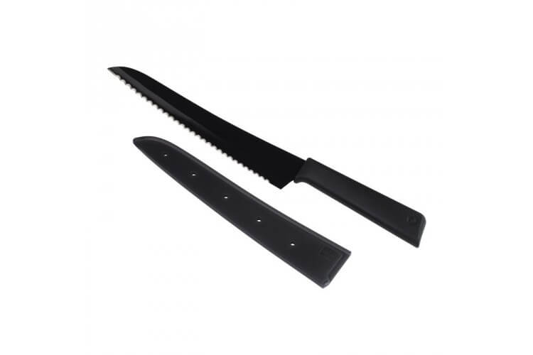 Couteau à pain Kuhn Rikon Colori lame 20cm anti-adhésive noire + étui