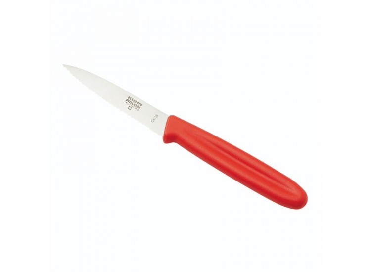 Couteau d'office Kuhn Rikon Swiss lame dentel&eacute;e 8.5cm manche rouge